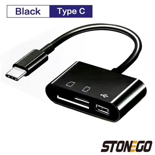 Lecteur de carte SD,TF 3 en 1, adaptateur OTG, Port 2.0,3.0, Compatible avec MacBook Pro, ordinateur portable, caméra, téléphones mobiles--Type C ( Noir )