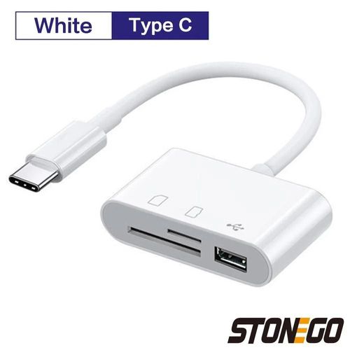 Lecteur de carte SD,TF 3 en 1, adaptateur OTG, Port 2.0,3.0, Compatible avec MacBook Pro, ordinateur portable, caméra, téléphones mobiles--Type C ( Blanc )
