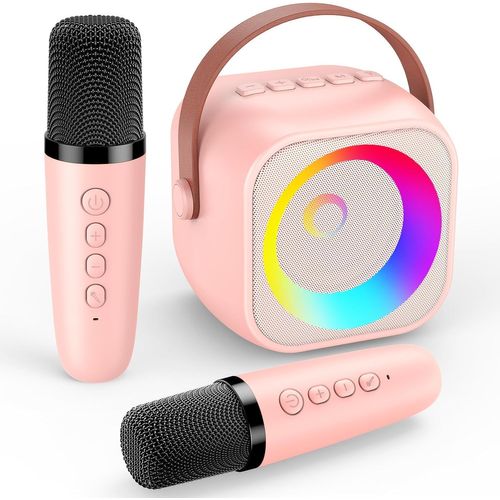 Karaoke Enfant 2 Micro Sans Fil, Mini Micro Karaoke Avec Lumières Rvb, Microphone Sans Fil Cadeau Pour Enfant Adulte - Fête [3714]