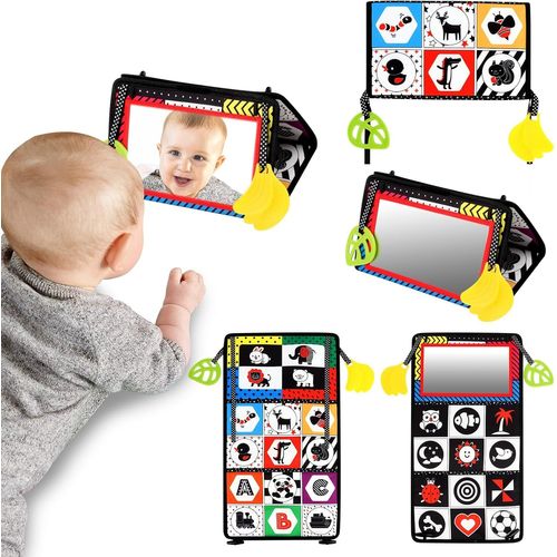 Miroir Bebe Eveil, Montessori Jouet 0 3 6 9 12 Mois Montessori Spielzeug Baby avec Livre en Tissu Froissé, Spielzeug AB 6 Mo[2444]