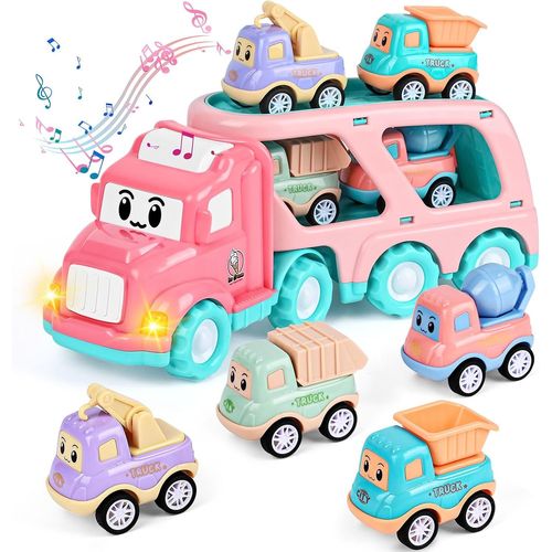 Jouet Camion avec Sons et Lumières, 5 en 1 Jouet Garage Voiture pour Enfants, Transporter Truck Cars Voiture Jouet Portable [2151]