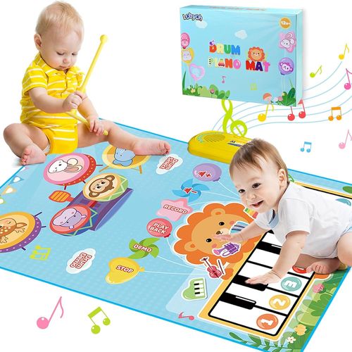 Jouets pour bébé 1 an, Tapis de Musique 2 en 1 Et Jouet de Batterie pour Tout-Petits, Cadeaux Éducatifs pour Garçons et Fill[2480]