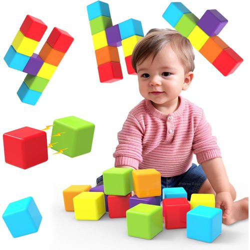 Lot de 12 Blocs de Construction magnétiques de 1,65 Pouces pour Tout-Petits, Jouets sensoriels et Montessori pour garçons et[2846]