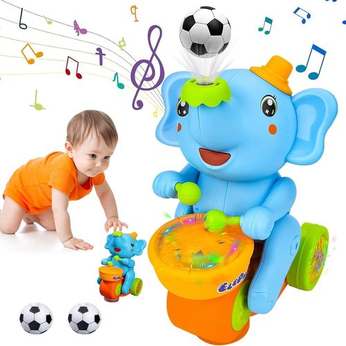 Jouets Musicaux à Ramper Pour Bébés, Marche Bebe Jouet Bebe 1 An, Jouet Tambour Eléphant Souffler Ballon, Jouets Montessori [2586]