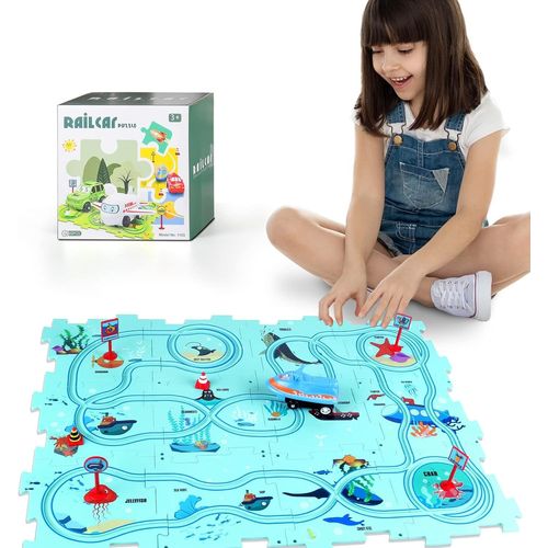 Plastique Jouet de Puzzle Piste de Voiture pour Enfants 3 4 5 6 Ans DIY Piste de Puzzel Circuit Voiture pour Tout-Petits Mon[2090]