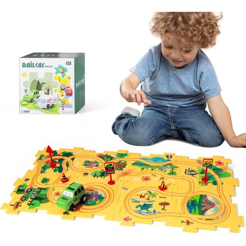 Puzzle de Piste de Jouet pour Enfants 3-5 Tout-Petits Circuit Voiture Puzzle Pistes Jeu de Véhicules Éducatifs pour 3 4 5 6 [2089]