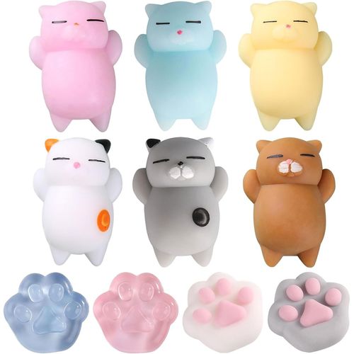 10 Pcs Squishy Chat et Patte de Chat Mochi Squishy Kawaii Yoyo Taba Fufu Squishies Jouet Anti-Stress pour Enfants et Adultes[1549]