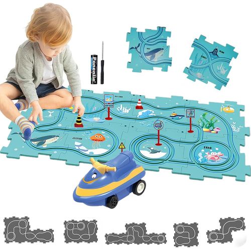 Circuit Voiture Enfant Petites Jouet pour Enfants DIY Piste de Puzzle Itinéraire Jeu éducatif Cadeaux Jeux Enfants 2 3 4 5 6[1570]
