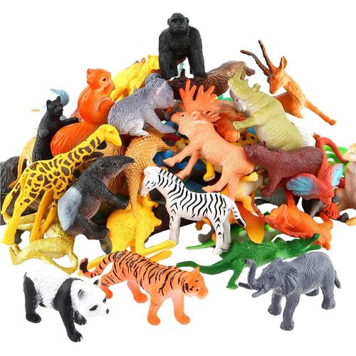 54 Pièces Mini Jouets Animaux Maquis, Animaux Forêt Ferme Jouets Jeu complet,Monde Animal Ressemblant Animaux Sauvages Resso[1303]