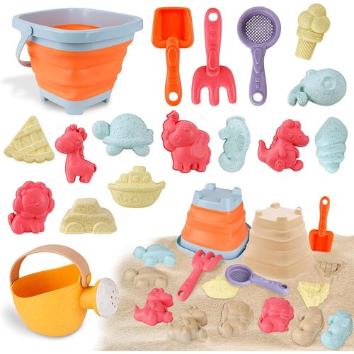 Kit De Jeux De Plage Enfant, 17 Pièces Bac À Sable Jouets De Plage Avec Seau Plage Pliant, Arrosoir, Moules À Sable, Râteau,[668]
