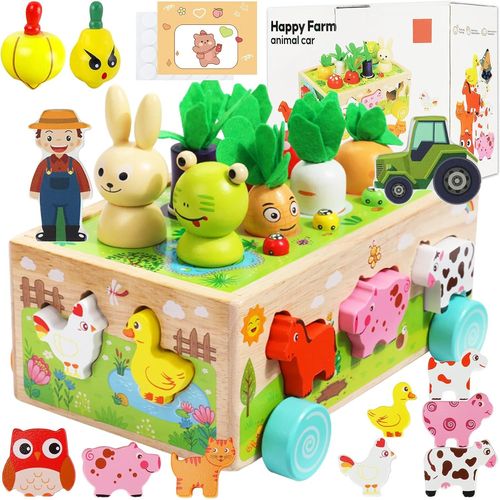 Jouet en Bois Montessori,Jouet Bebe 1 an-4 Ans,Jeux Montessori 1 an,Jouet en Bois Jeu De Ferme,Paques Cadeau De Jouets Appre[675]