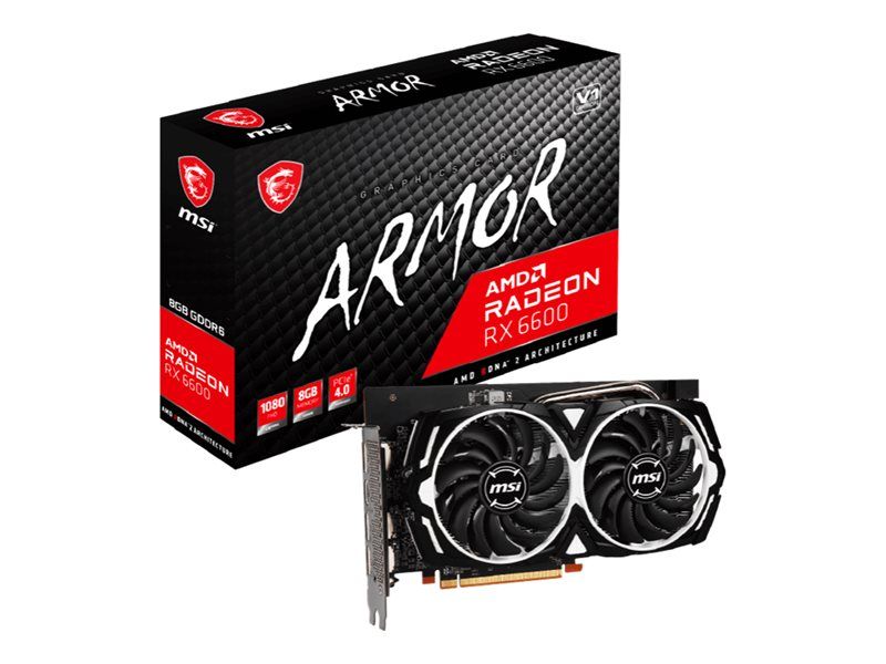 MSI Radeon RX 6600 ARMOR 8G V1 - Carte graphique - Radeon RX 6600 - 8 Go GDDR6 - PCIe 4.0 - HDMI, 3 x DisplayPort