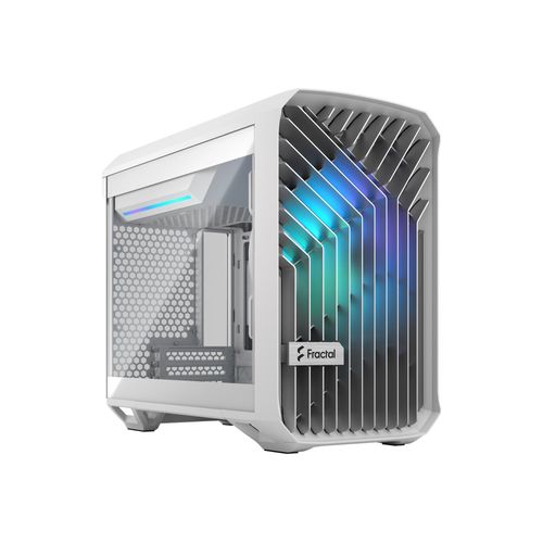 Fractal Design Torrent Nano - Tour - Mini-DTX - panneau latéral fenêtré (verre trempé) - pas d'alimentation (ATX) - blanc RVB teinte claire - USB/Audio