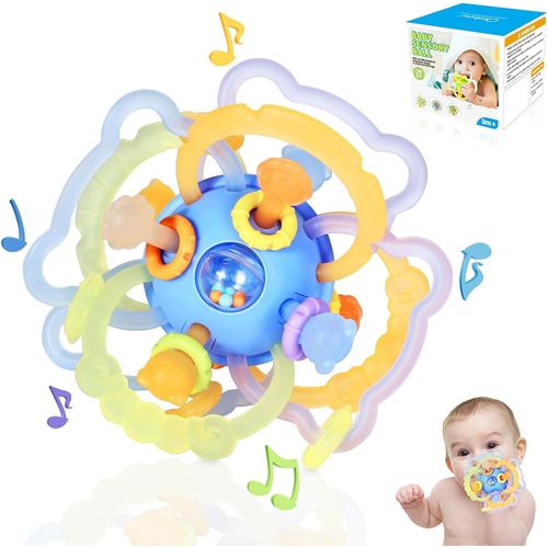 Jouet Bebe 3 6 Mois,Silicone Anneau Dentition Bebe Refrigerant Educatif Jeux Montessori Eveil Bebe 0 3 6 Mois,Hochet Bebe 0-[1076]