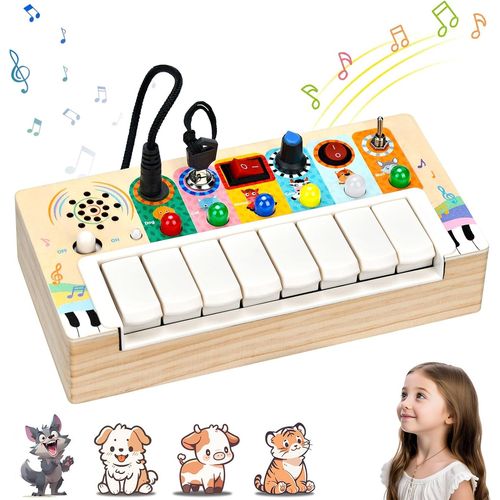 Clavier Piano Enfant Busy Board Montessori âge 1 2 3 4 Ans avec Lumières LED, Jouet Instrument de Musique Enfant, Piano Bebe[4854]