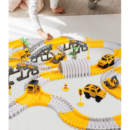 305 Pièces Flexible Circuit Voiture Electrique Petite Voiture Enfant Jouet pour Garçons 2 Circuits de Voitures Électriques a[4170]