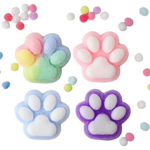 4 Pièces Jouet Squishy Patte de Chat, Cat Paw Squishy, Nouveau Jouet en Silicone Squeeze Patte de Chat Anti-Stress, Jouets à[5237]