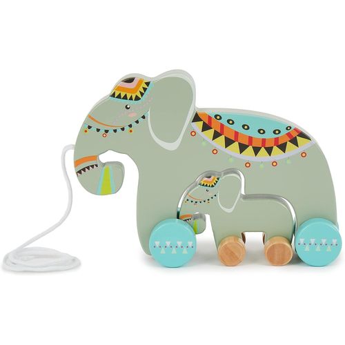 Bieco Ensemble d'éléphant en bois - Jouet à tirer à partir de 1 an - Jouet à tirer en bois - Jouet pour bébé - Éléphant en b[4567]