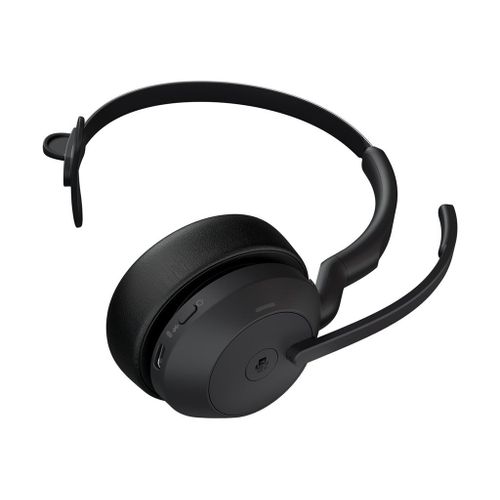 Jabra Evolve2 55 MS Mono - Micro-casque - sur-oreille - Bluetooth - sans fil - Suppresseur de bruit actif - USB-C - noir - Certifié pour Microsoft Teams