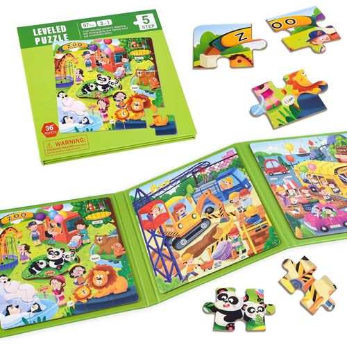 ASTARON Puzzles magnétiques pour Les Tout-Petits de 3 à 7 Ans, 25-30-42 pièces Puzzles d'apprentissage du Zoo pour Les Voyag[4346]