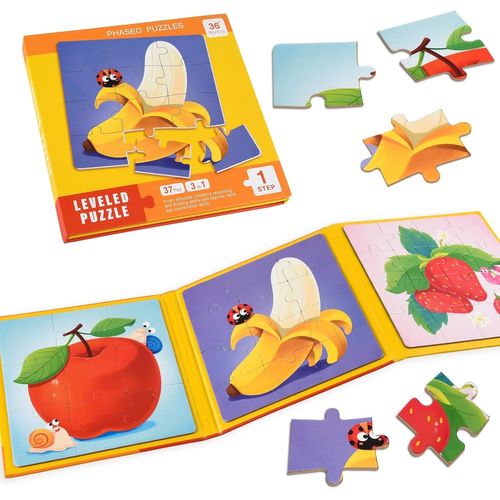 ASTARON Puzzles magnétiques pour Les Tout-Petits, 9-12-16 pièces Puzzles d'apprentissage des Fruits pour Les Voyages en Voit[4343]