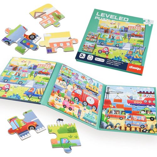 ASTARON Puzzles magnétiques pour Enfants de 3 à 5 Ans, pour Enfants âgés de 2 à 4 Ans, Jouet d'activités de Ferme/Voiture/An[4360]
