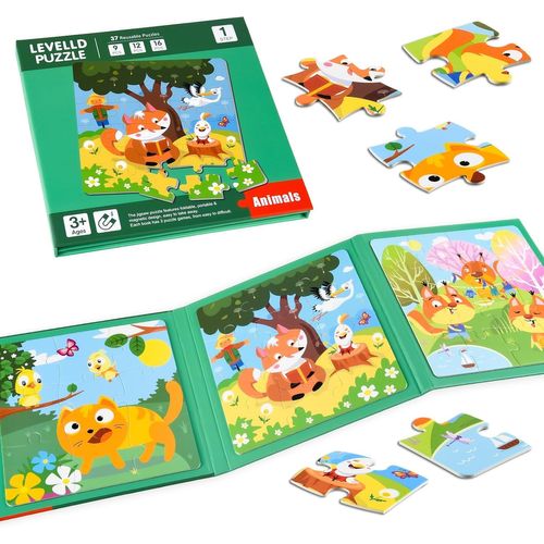 ASTARON Puzzles magnétiques pour Les Tout-Petits, 9-12-16 pièces Puzzles d'apprentissage du Monde Animal pour Les Voyages en[4351]