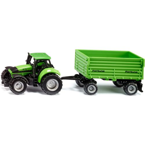 siku 1606, Tracteur DEUTZ-FAHR avec Fortuna à 2 Essieux, tracteur jouet, Métal,plastique, vert, Cabine amovible, Benne bascu[5061]