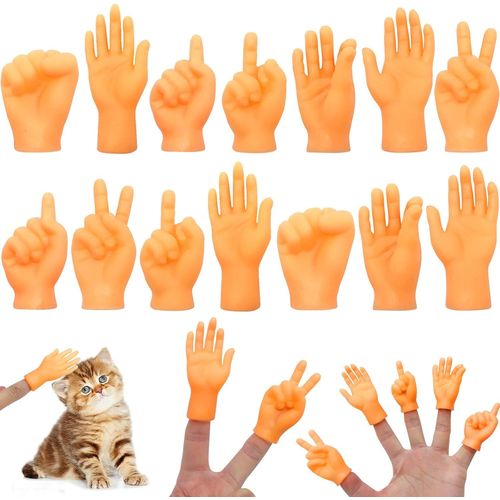 14pcs Mini marionnettes à Doigts, Petites Mains pour Chats, marionnettes à Doigts en Caoutchouc, Main Gauche et Droite, Joue[4835]