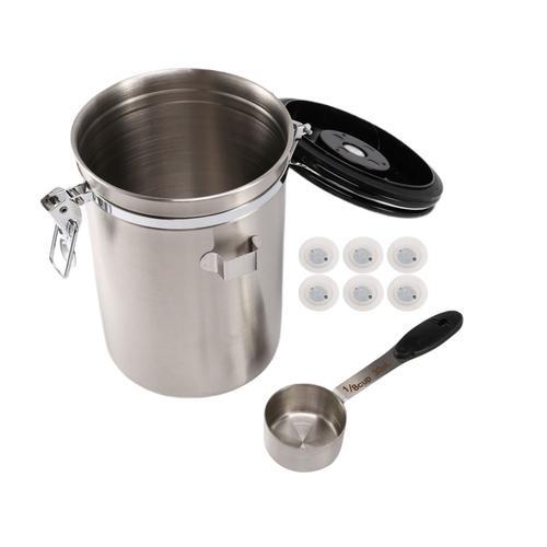 BoîTes de Café Conteneur de Grains de Café éTanche à L'Air de 1,8 L, BoîTe de Rangement avec Suivi de la Date, Valve CO? pour Café, Grain de Café, Sucre, Etc.