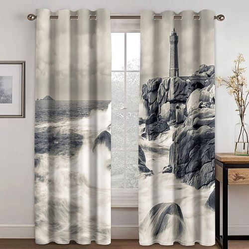 D Creative Rideaux Tour Ivoire Noir Et Blanc Occultants, Rideaux Pour Enfants Pour Chambre A Coucher, Rideaux Pour Salon, Chambre D'enfant, Rideaux A ?Illets, Decoration De Chambre