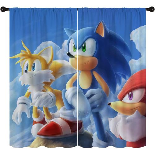 Rideaux Occultants De Dessin Anime Cool Pour La Decoration De La Maison, Sonic Tails Knuckles, Rideaux De Poche Pour Tringle, Rideau De Fenetre Assombrissant, Chambre A Coucher, Salon