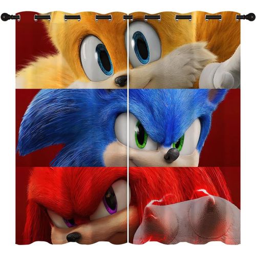 Rideaux Occultants De Dessin Anime D Pour La Decoration De La Maison, Rideaux A ?Illets Sonic Knuckles, Rideau De Fenetre Assombrissant Pour Chambre A Coucher Et Salon