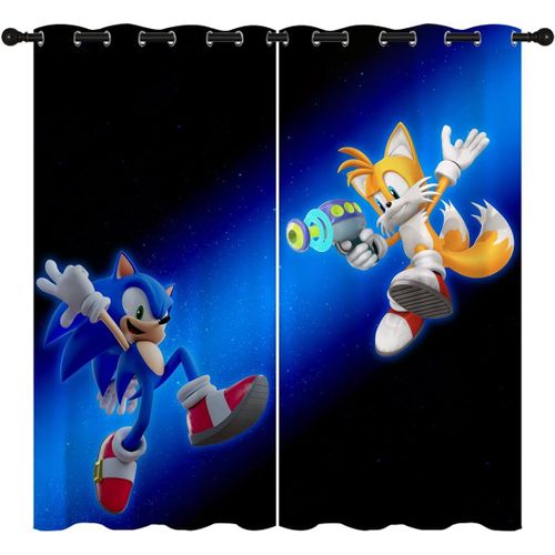 Rideaux Occultants Sonic De Dessin Anime Pour La Decoration De La Maison, Rideaux A ?Illets De Jeu Sonic Tails, Rideau De Fenetre Assombrissant Pour Chambre A Coucher Et Salon