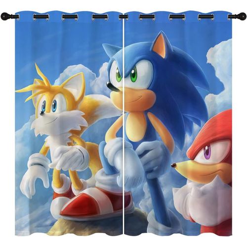 Rideaux Occultants De Dessin Anime Cool Pour La Decoration De La Maison, Rideaux A ?Illets Sonic Tails Knuckles, Rideau De Fenetre Assombrissant Pour Chambre A Coucher Et Salon