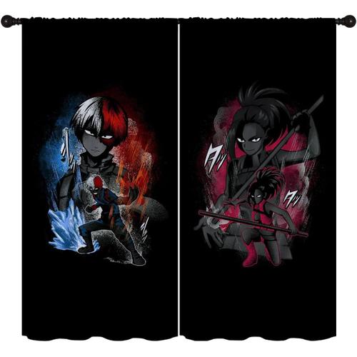 Anime Hero Academia Rideaux Occultants Pour La Decoration De La Maison, Shoto Todoroki Momo Yaoyorozu Rideaux A Passe-Tringle Rideau De Fenetre Assombrissant Pour Chambre A Coucher, Salon