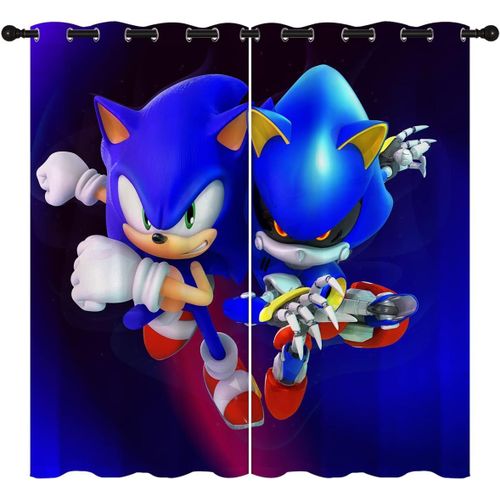 D Rideaux Occultants De Dessin Anime Pour La Decoration De La Maison, Jeu Cool En Metal Sonic Hedgehog A ?Illets, Rideau De Fenetre Assombrissant Pour Chambre A Coucher, Salon