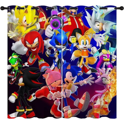 Rideaux Occultants De Dessin Anime Pour Enfants, Pour La Decoration De La Maison, Ombre Sonic Tails, Knuckles, Rideaux A ?Illets, Rideau De Fenetre Assombrissant Pour Chambre A Coucher Et Salon