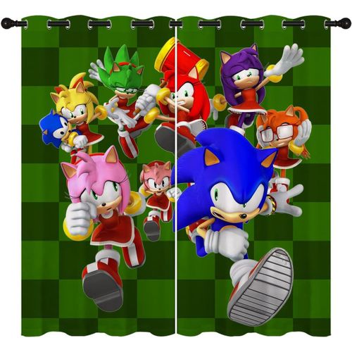 Rideaux Occultants Sonic De Dessin Anime Pour La Decoration De La Maison, Rideaux A ?Illets Soniques De Rose Knuckles, Rideau De Fenetre Assombrissant Pour Chambre A Coucher Et Salon