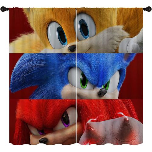 D Rideaux Occultants De Dessin Anime Pour La Decoration De La Maison, Tails Sonic Knuckles, Rideaux A Passe-Tringle, Rideau De Fenetre Assombrissant Pour Chambre A Coucher, Salon
