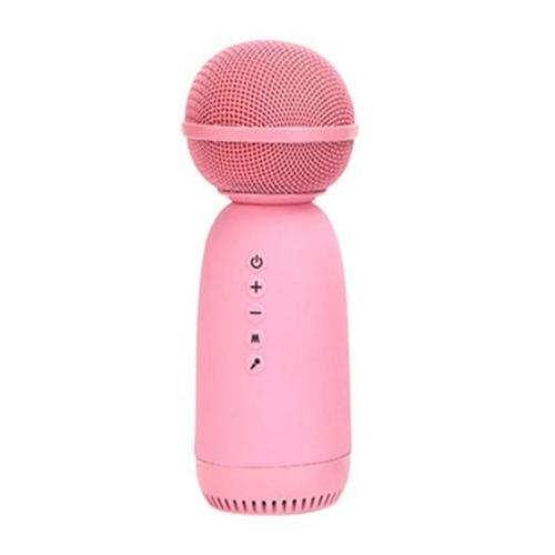 Microphone de Karaoké Bluetooth Sans Fil Haut-Parleur Mignon Lecteur de Microphone de Poche Enregistreur de Chant Microphone Portable, Rose