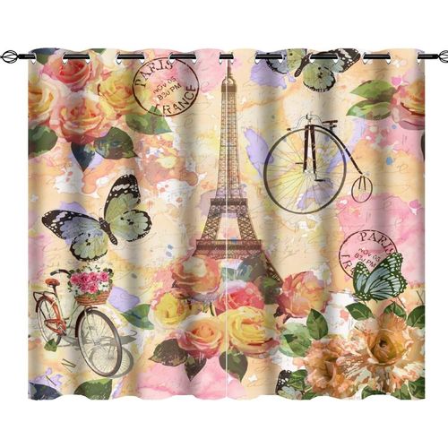Rideaux Paris Tour Eiffel Et Paris Eiffel Velo Fleur Colore Papillon Assombrissement Rideaux De Chambre Complete Pour Salon Rideau De Fenetre A Oeillets