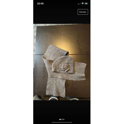 Écharpe Et Bonnet Enfants Gris 100% Laine