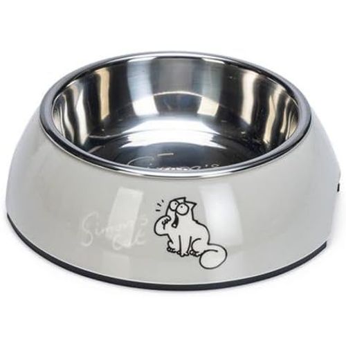 Ershi-Simons Cat Gamelle En Plastique Pour Chat Gris Clair 160 Ml 14 X 14 X 4,5 Cm[430]