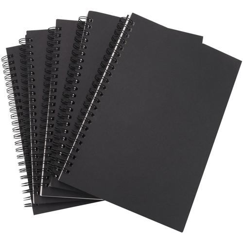 5 Pièces Séries A5 Noir Cahier À Spirale Carnet De Croquis Vierge Paquet De Journal Non Ligné Papier Blanc Épais 50 Feuilles 100 Pages Non Lignées