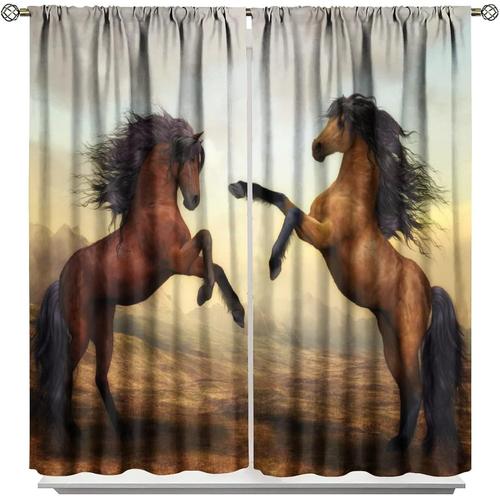 Rideaux Occultants Pour Chambre A Coucher, Cheval De Cowboy Vintage Dans Le Desert Du Far West, Decoration De Chambre Sur Le Theme