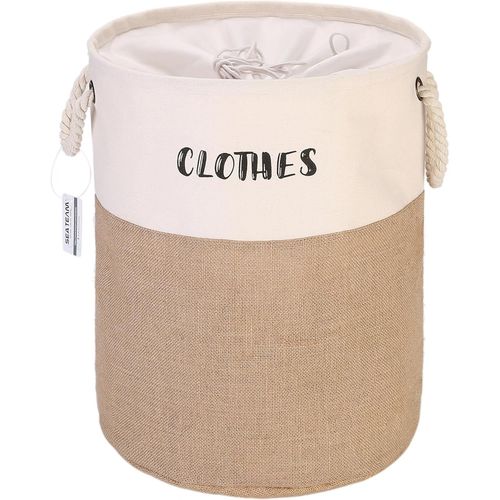 ERSHI-Panier de rangement en toile de jute et lin pour équipe Meer - Panier à linge pliable et léger pour la maison - Capacité de [9