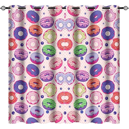 Rideaux Occultants Pour Adolescents Garcons, Decoration D'interieur, Nourriture Americaine Traditionnelle Classique, Petit Dejeuner, Restauration Rapide, Dessert, Savoureux Beignets, Impression A