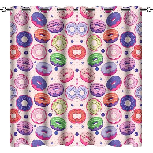 Rideaux Occultants Nourriture Americaine Traditionnelle Classique Petit Dejeuner Restauration Rapide Dessert Savoureux Beignets Impression D'art Pour Chambre D'enfant Oeillet Liv