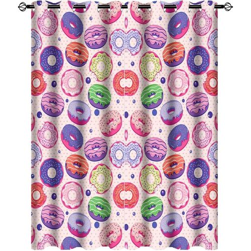 Rideaux Occultants Nourriture Americaine Traditionnelle Classique Petit Dejeuner Fast Food Dessert Savoureux Donuts Art Print Oeillet Decor Imprime Pour Chambre D'enfant Et Salon